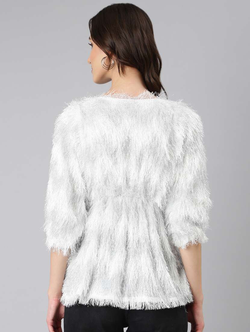 white nylon peplum top - 20383091 -  Standard Image - 2