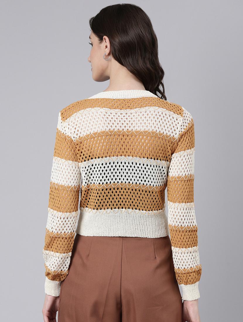 women multi color striped acrylic regular top - 20383099 - Standard Image - 2