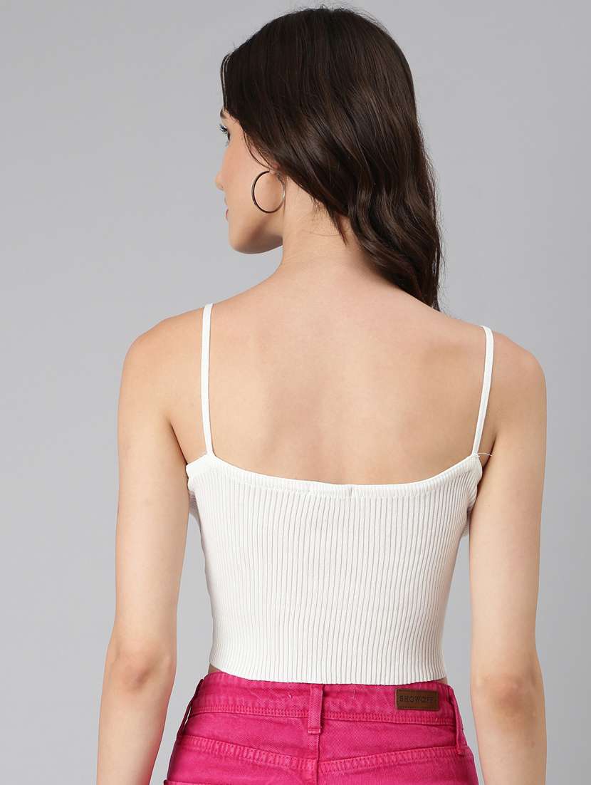 white solid acrylic crop top - 20383103 -  Standard Image - 2
