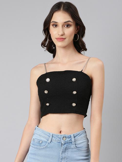 black solid crop top - 20383112 - Standard Image - 0