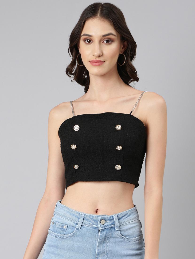black solid crop top - 20383112 - Zoom Image - 0