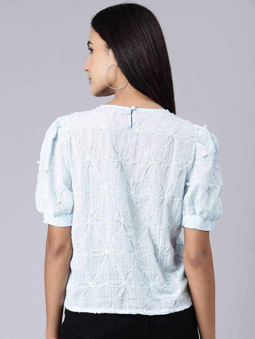 blue embroidered regular top - 20383114 -  Standard Image - 2