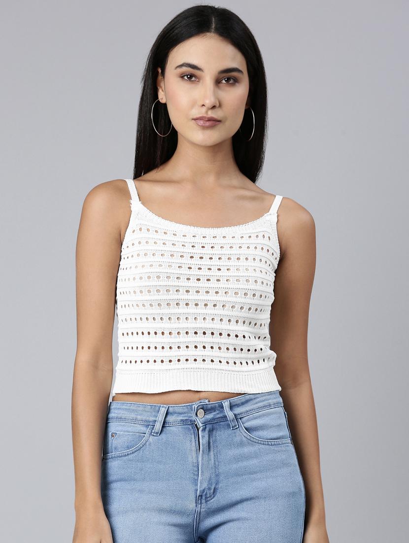 white acrylic crop top - 20383116 - Zoom Image - 0
