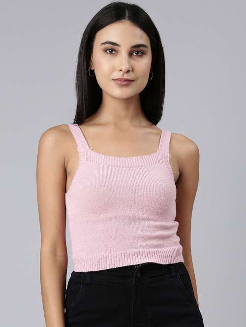 women cami neck solid crop top - 20383124 - Standard Image - 0