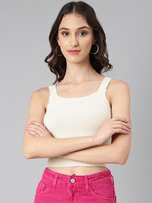 women cami neck solid crop top - 20383125 - Standard Image - 0