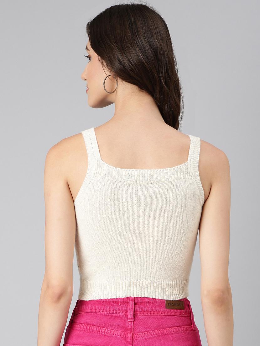women cami neck solid crop top - 20383125 - Standard Image - 2