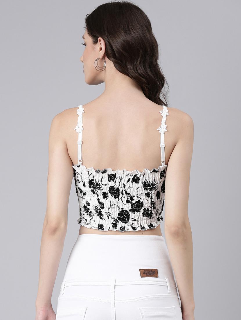 women multi color printed crepe crop top - 20383131 - Standard Image - 2