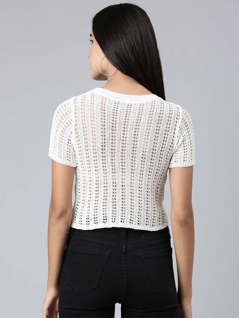white self design crop top - 20383139 - Standard Image - 2