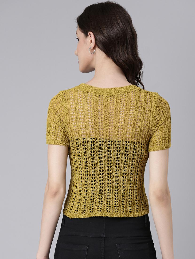olive crochet crop top - 20383140 - Standard Image - 2