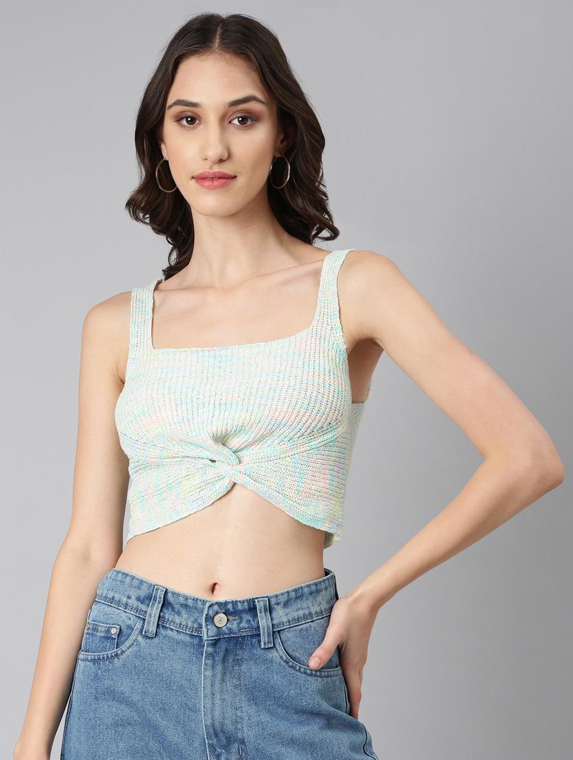 green self design crop top - 20383147 -  Zoom Image - 0