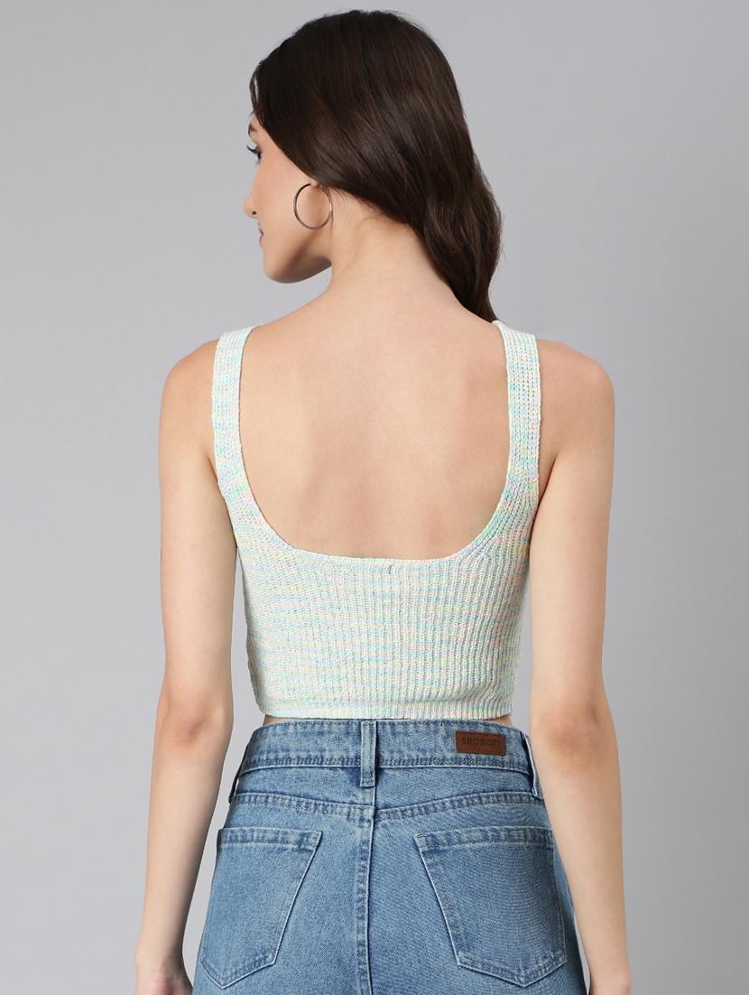 green self design crop top - 20383147 - Standard Image - 2