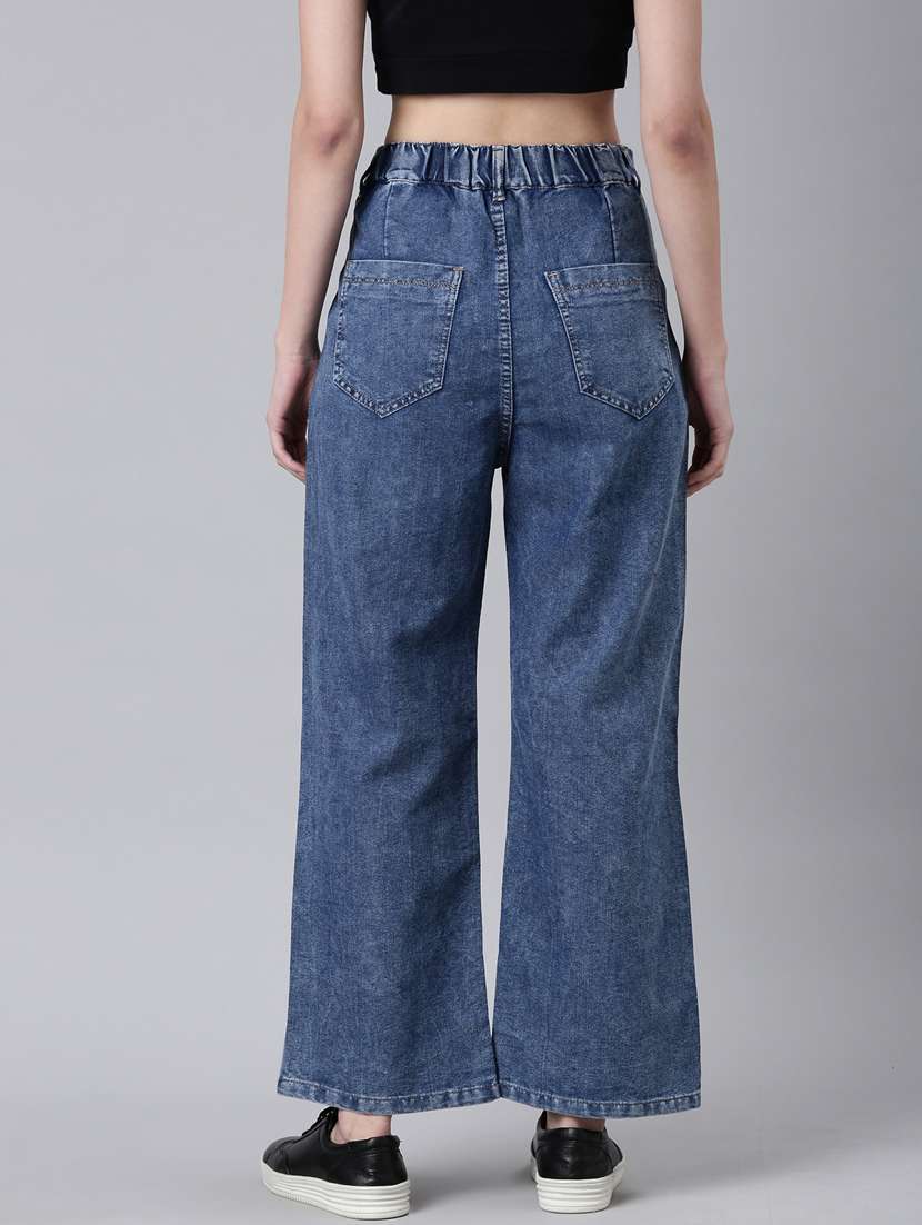 women's distress wide leg jeans - 20383164 - Standard Image - 2