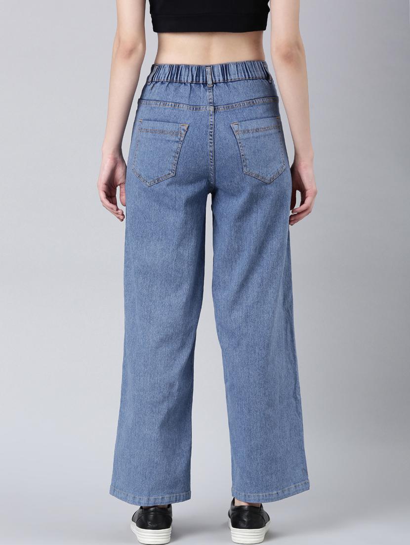 women's plain wide leg jeans - 20383166 - Standard Image - 2