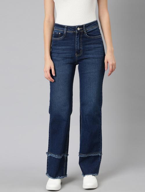 women's plain straight fit jeans - 20383208 - Standard Image - 0