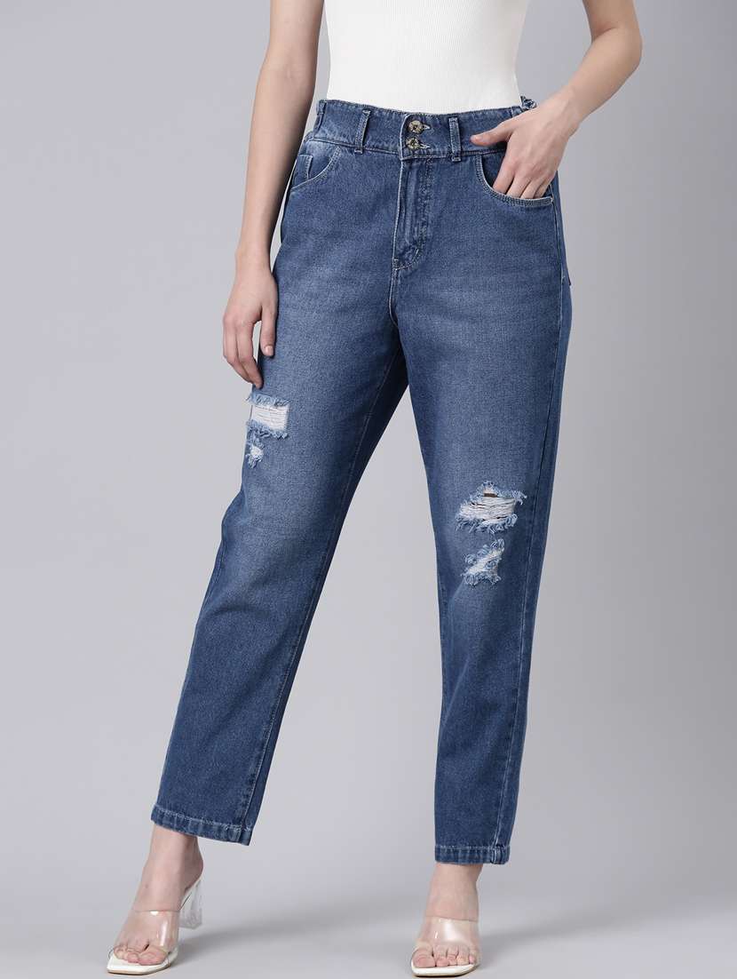 women's distress boyfriend fit jeans