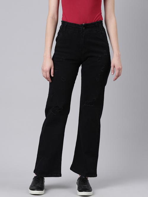 women's distress straight fit jeans - 20383267 - Standard Image - 0