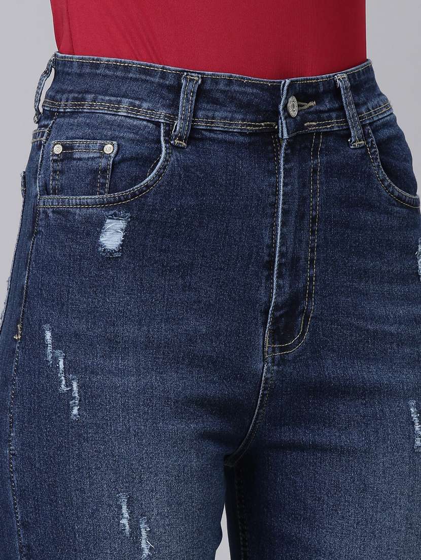 women's distress straight fit jeans - 20383278 - Standard Image - 7