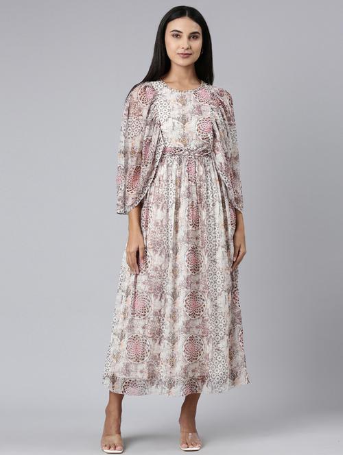 women multi color printed cotton fit & flare dress - 20383286 -  Standard Image - 0