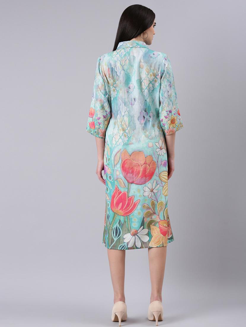 blue floral shirt dress - 20383292 - Standard Image - 2