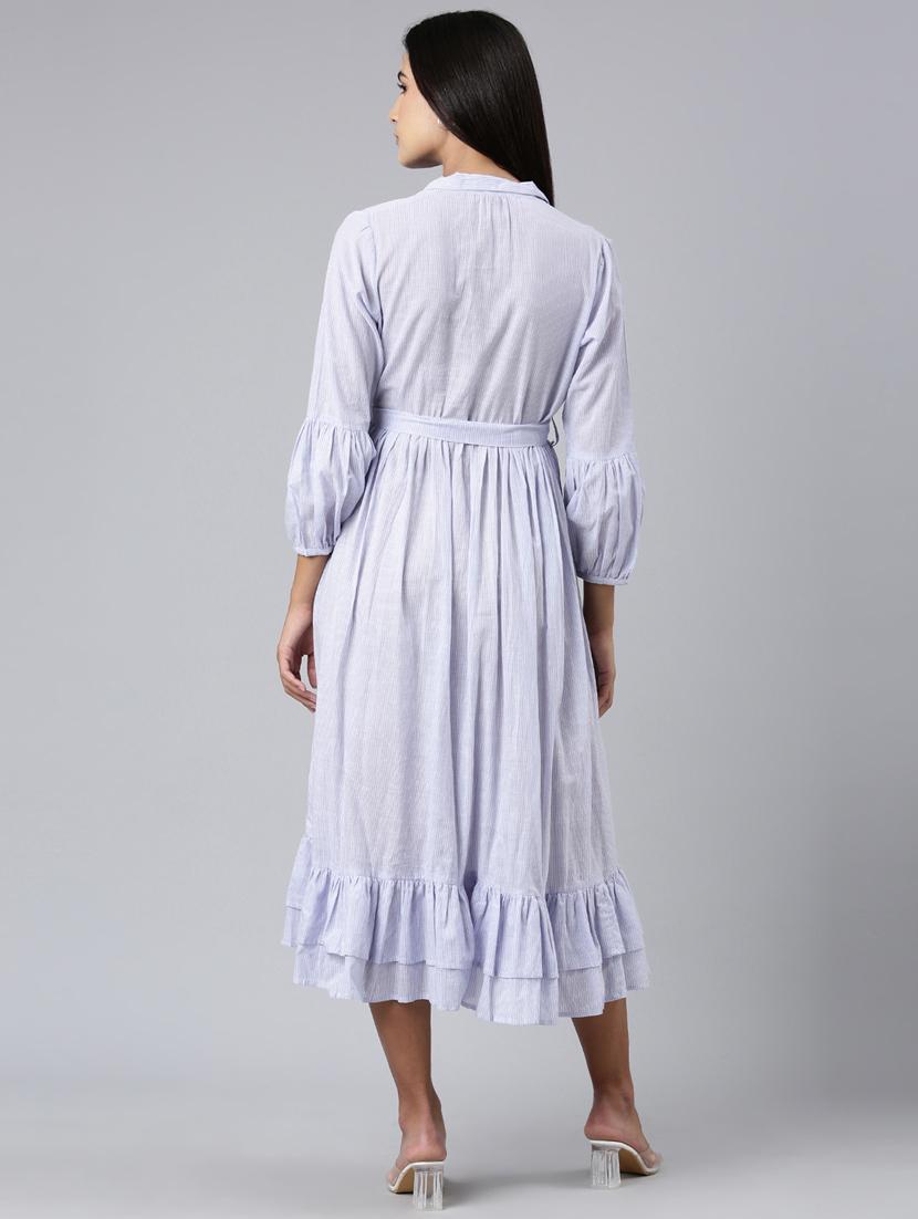 women lavender striped tiered dress - 20383302 - Standard Image - 2