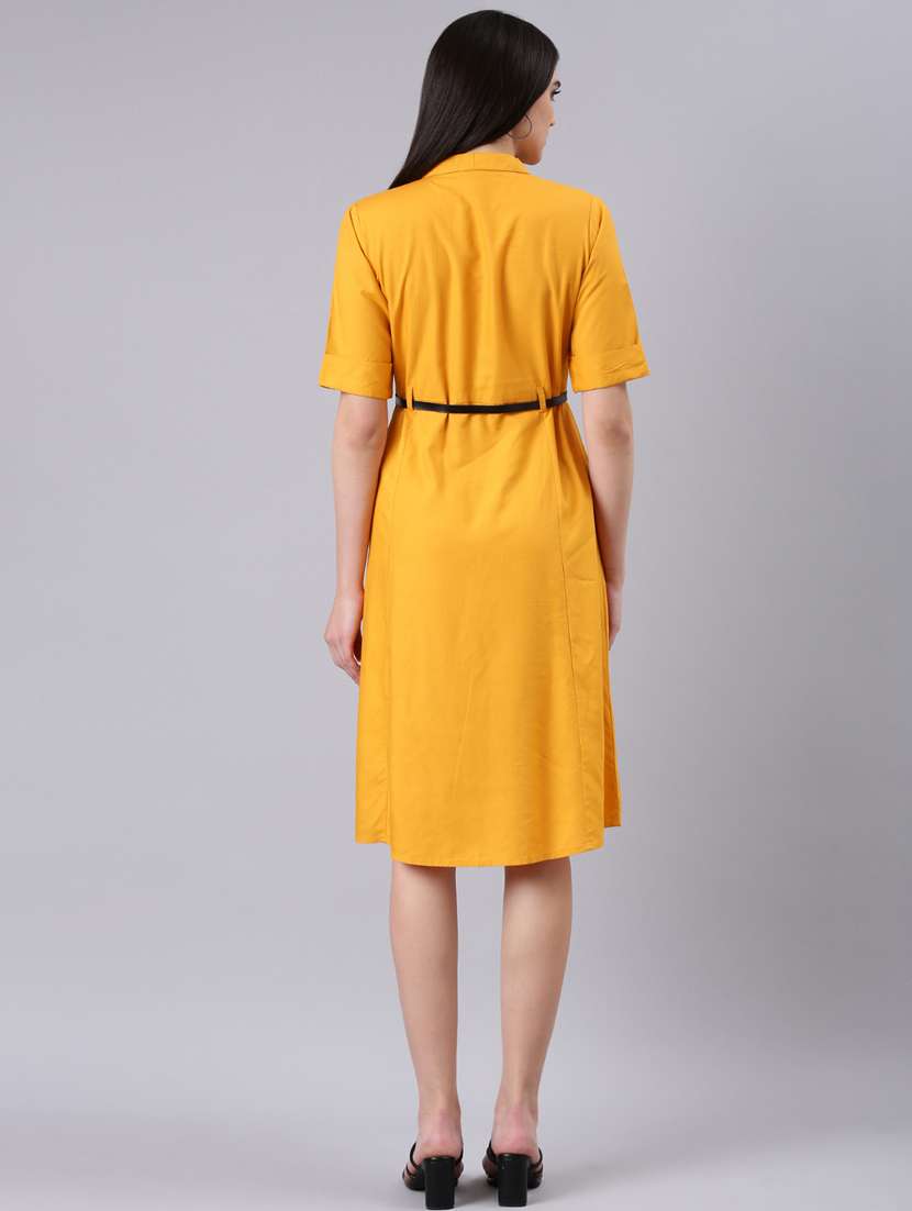 yellow solid shirt dress - 20383307 -  Standard Image - 2