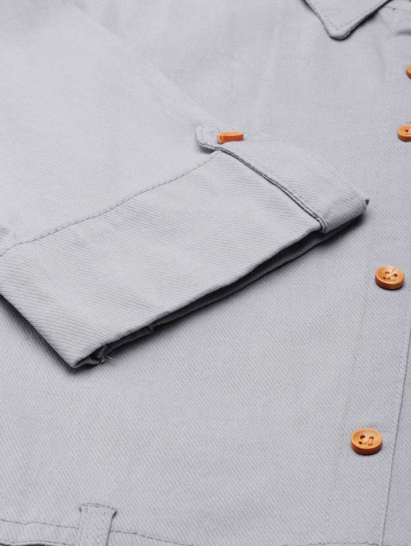 women grey cotton shirt dress - 20383310 - Standard Image - 7