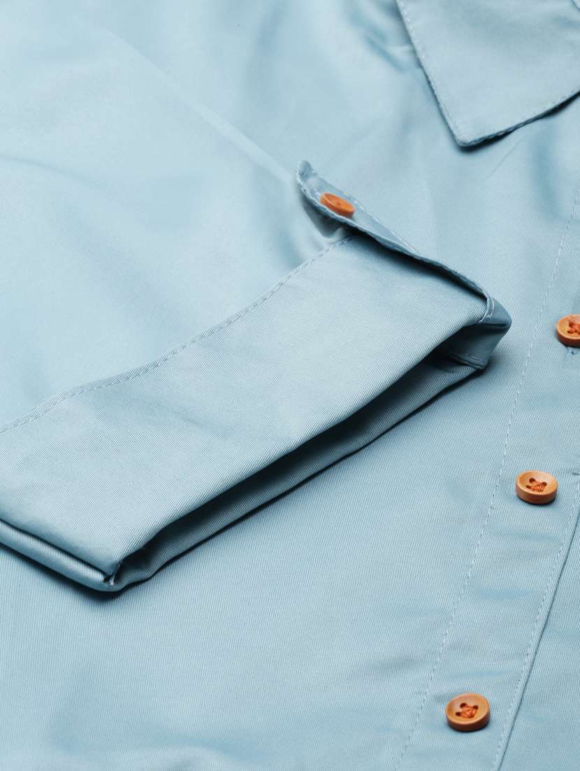 women teal cotton shirt dress - 20383312 -  Standard Image - 7