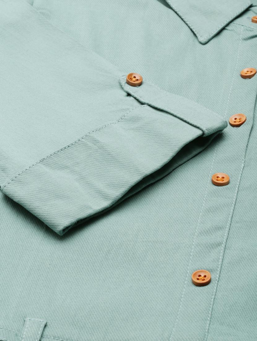 women green cotton shirt dress - 20383314 - Standard Image - 7