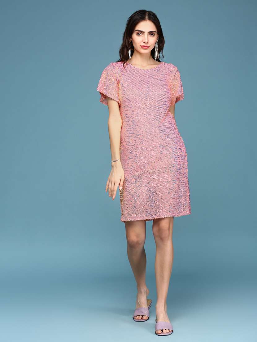 pink sequin work bodycon dress - 20383333 -  Zoom Image - 0