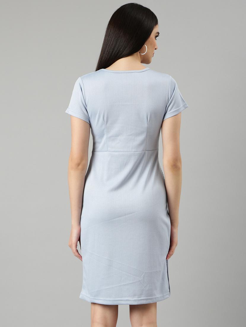 light blue self design bodycon dress - 20383356 - Standard Image - 2