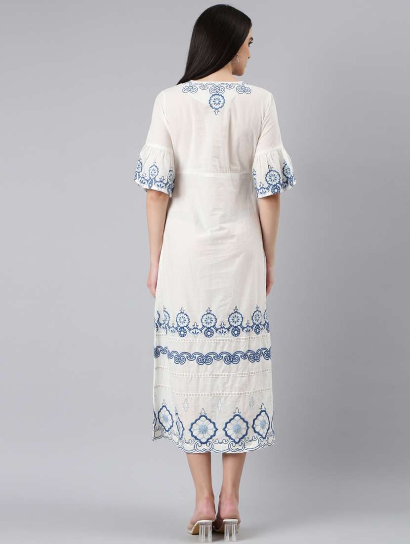 women white cotton a-line dress - 20383362 - Standard Image - 2