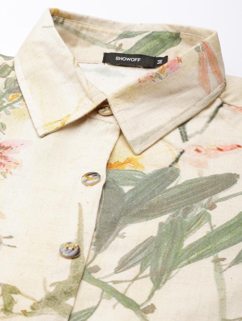 beige floral print shirt dress - 20383366 - Standard Image - 7