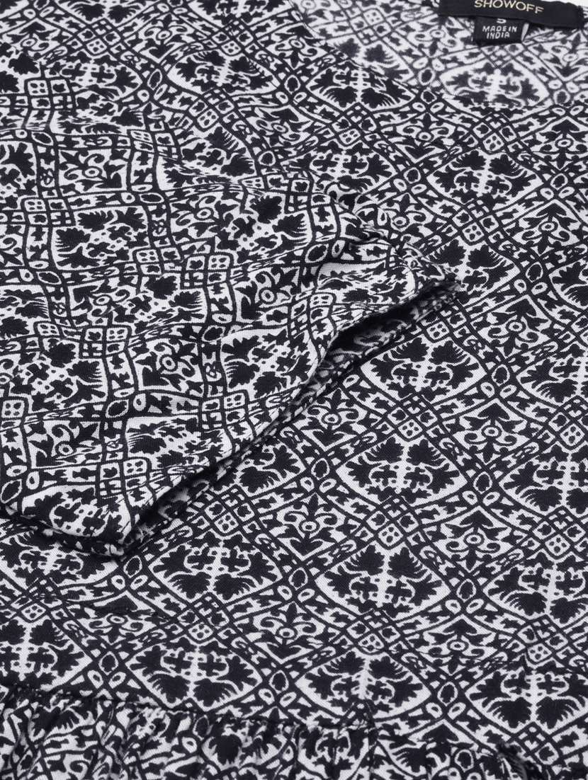 navy blue printed fit & flare dress - 20383372 -  Standard Image - 7