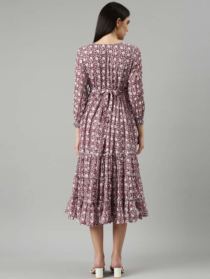 mauve floral tiered dress - 20383373 -  Standard Image - 2