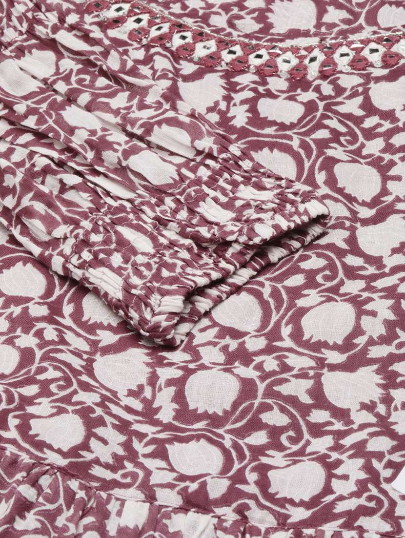 mauve floral tiered dress - 20383373 -  Standard Image - 7