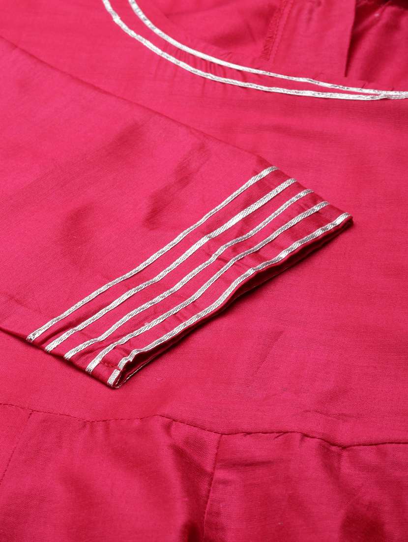 magenta gota work empire line ethnic dress - 20383375 -  Standard Image - 7