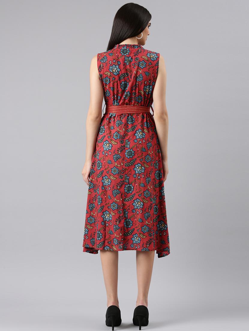 maroon floral wrap dress - 20383376 - Standard Image - 2