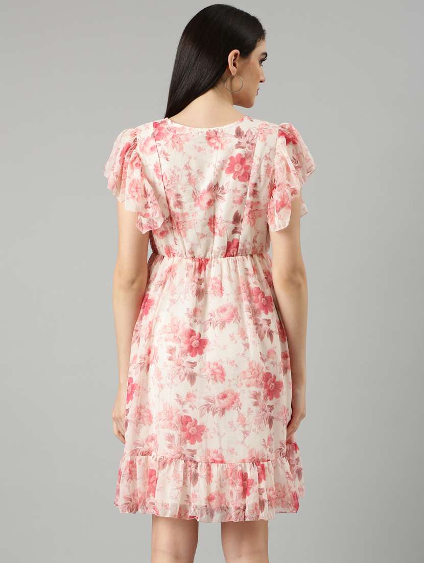 cream floral a-line dress - 20383378 -  Standard Image - 2