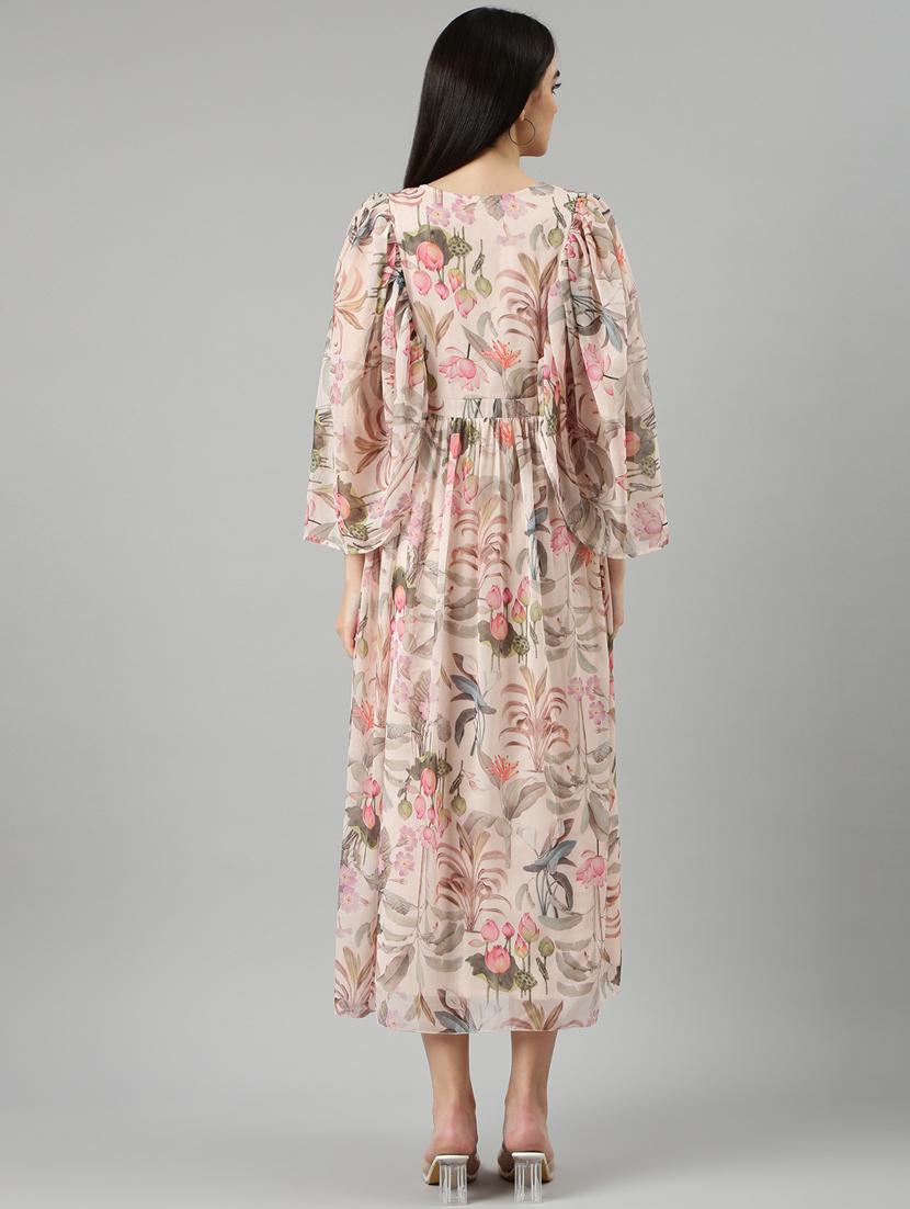 beige floral maxi dress - 20383387 - Standard Image - 2