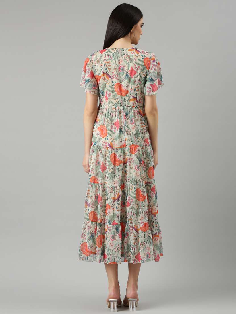 taupe vintage floral fit & flare dress - 20383389 -  Standard Image - 2