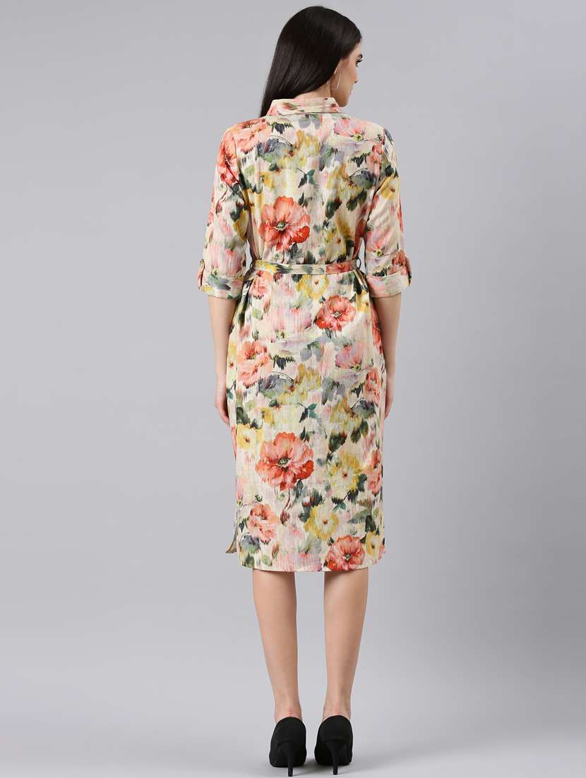 multi color floral shirt dress - 20383391 -  Standard Image - 2