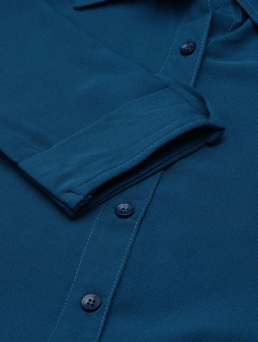 teal solid shirt dress - 20383397 - Standard Image - 7