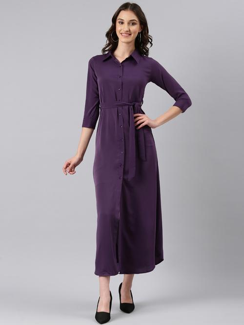 women purple georgette shirt dress - 20383399 - Standard Image - 0
