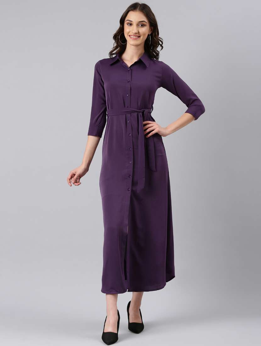 women purple georgette shirt dress - 20383399 - Zoom Image - 0