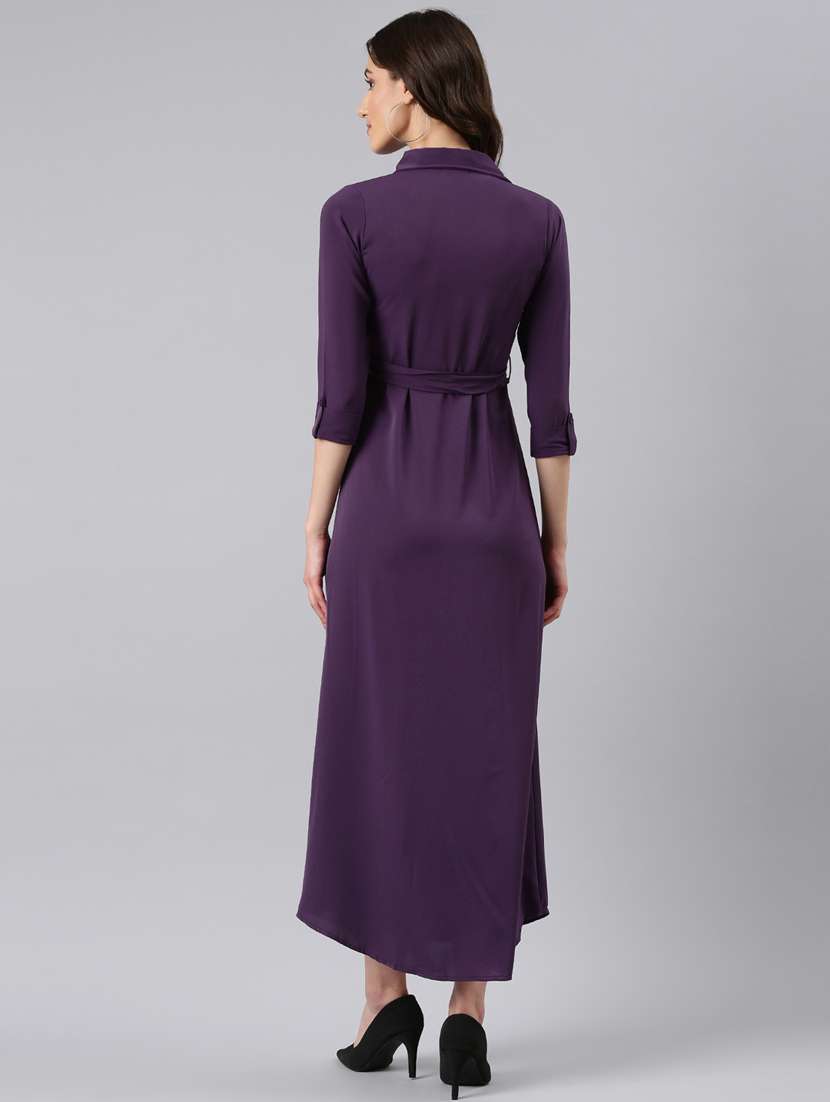 women purple georgette shirt dress - 20383399 - Standard Image - 2