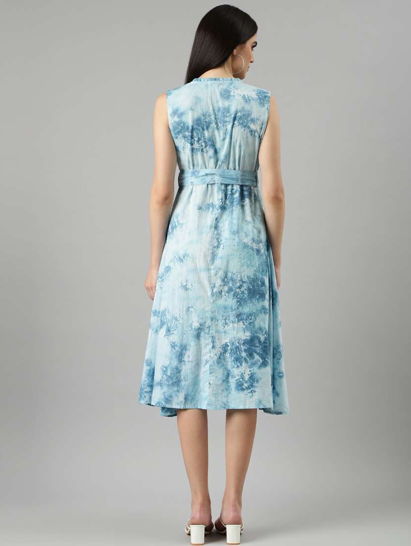 blue tie & dye wrap dress - 20383403 -  Standard Image - 2