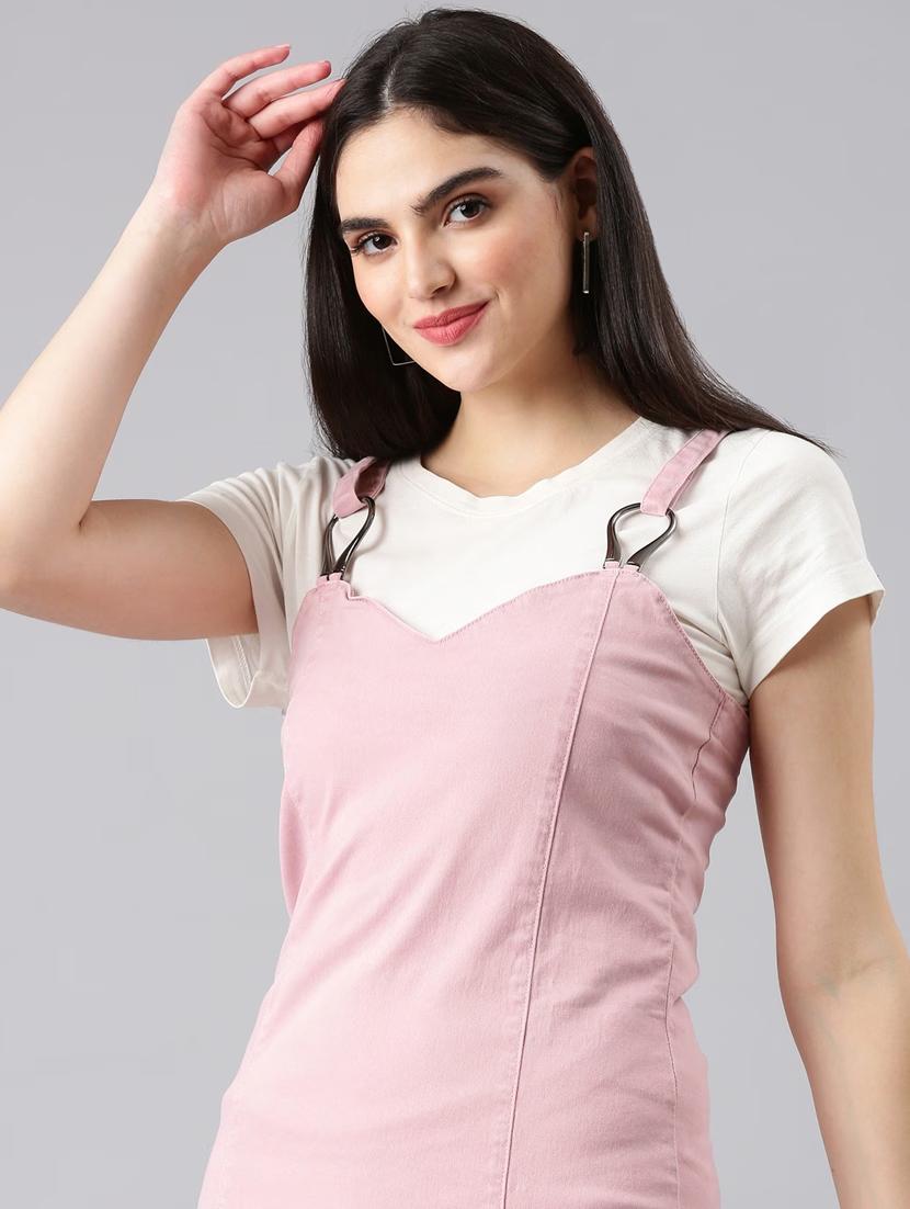 pink cotton pinafore dress - 20383411 - Standard Image - 2