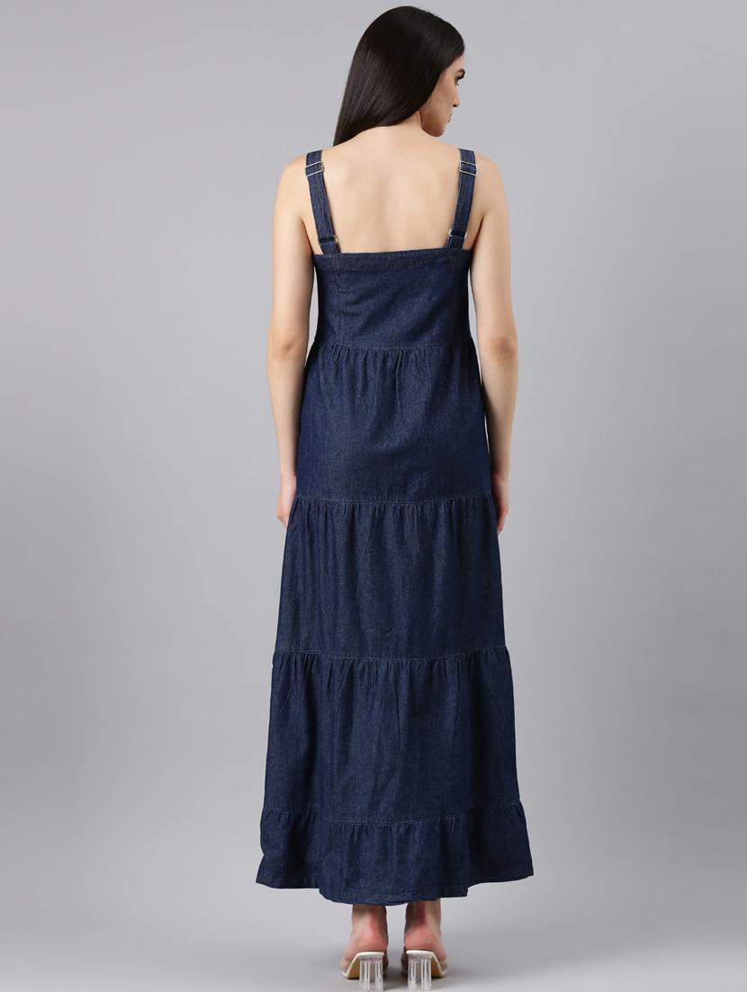 navy blue solid tiered dress - 20383413 - Standard Image - 2