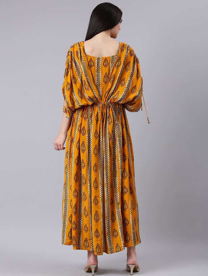 mustard printed maxi dress - 20383420 - Standard Image - 2
