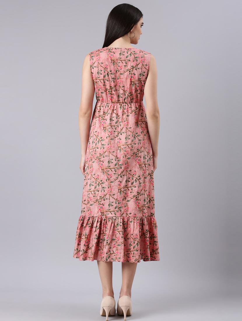 peach floral a-line dress - 20383421 - Standard Image - 2